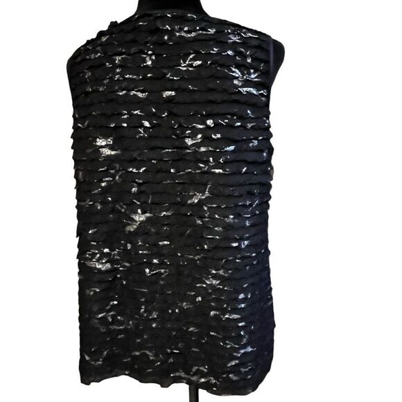 Chais black and metallic gold ruffle tier tank tropical escape size L large NWT - Picture 8 of 16